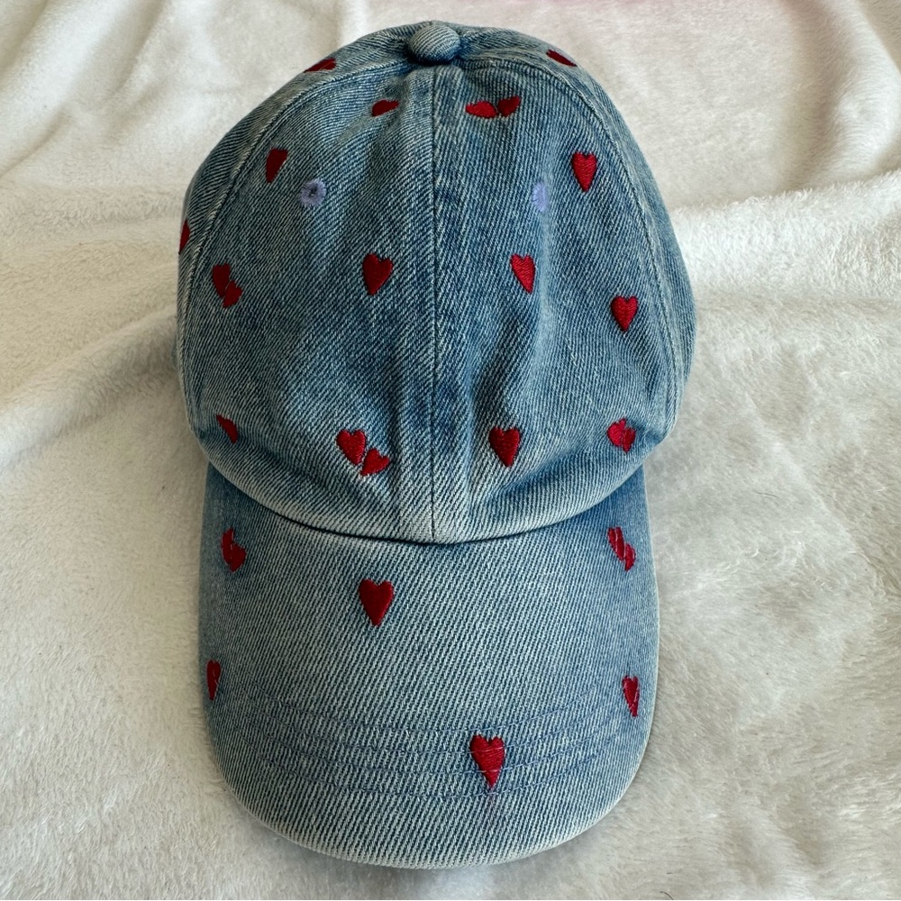 NWT Zara Denim Cap with Heart Embroidery
